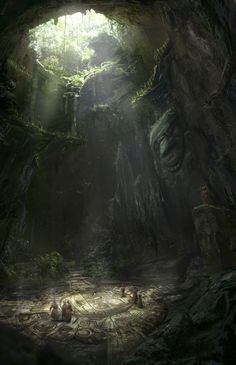 an image of a cave with people in it