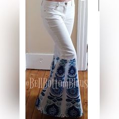 Fabulous Custom Flares Custom Designer Boutique Bell Bottom Blues Jeans Denim White Flare Size 4 27 Waist 14.5 Inches Rise 8.5 Inches Inseam 31 Inches Free People Anthropologie Bohemian Blue Wide Leg Flare Jeans, Blue Bohemian Wide Leg Flare Jeans, Bohemian Blue Wide-leg Flare Jeans, Bohemian High-rise Bottoms For Spring, Bohemian High Rise Bottoms For Spring, Blue Fitted Flare Jeans, Fitted Blue Flare Jeans, Summer Fitted Flare Jeans, Bohemian Blue Wide Leg Jeans