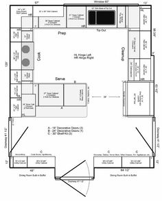 the floor plan for a kitchen with an island