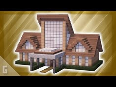 an image of a large house made out of wood and glass with the words minecraft