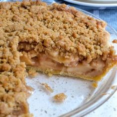 a close up of a pie on a plate