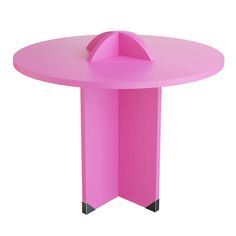 a pink table with an umbrella shaped top