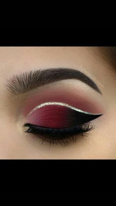 Black Wedding Makeup, Black And Red Makeup, Eye Makeup Images, Red Eye Makeup, Silver Makeup, Gold Eye Makeup