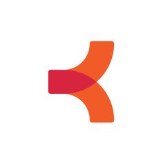 an orange and red letter k on a white background