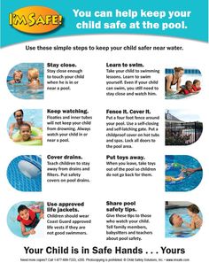 a poster with instructions on how to keep children safe at the pool in swimming pools