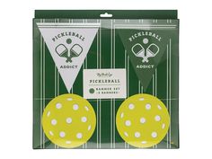 two green and white paper flags with polka dots on them, one is for pickleball