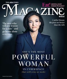 a magazine cover with a woman in blue suit on the front and an article about power women in cyberspace