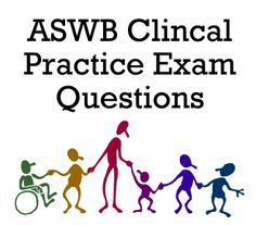 the words aswb clinic practice exam questions are shown above an image of people holding hands