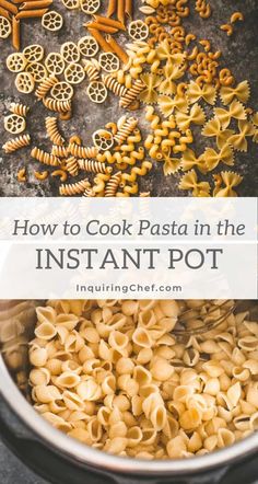 pasta in the instant pot with text overlay