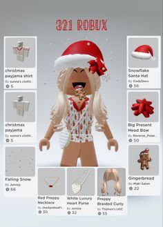 Christmas, avatar, outfit, idea, preppy, roblox, red, white, cute, nice, cozy, snowy, snow, storm, free, cheap, rich Preppy Christmas Roblox Avatar, Christmas Avatar Roblox Girl, Adopt Me Avatar Ideas, Adopt Me Outfit Ideas, Roblox Avatar Outfits, Roblox Christmas Outfit, Christmas Avatar