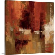 an abstract painting with oranges and browns on it's canvas wall art print