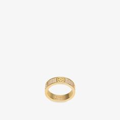 Ring with engraved decoration in the F is Fendi shape. Made of gold-finish metal. Decorated with natural crystals. Made in Italy. Size M Fendi Ring, Fendi Logo Design, Fendi Store, Gold Color Ring, Fendi Logo, Detailed Ring, Luxury Rings, Exclusive Gift, Black Leather Belt