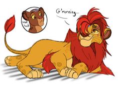 the lion king is laying down with his head turned to look like he's sleeping