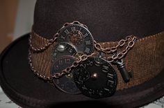 READY TO SHIPMen's Upcycled Steampunk HatOne Of by OnceUponABustle, $160.00 Steampunk Time Traveler, Steampunk Hatter, Mens Ascot, Steampunk Items, Steampunk Owls, Brown Derby, Steampunk Halloween, Steampunk Crafts