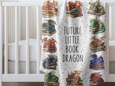 a baby crib with a book cover that says, future little book dragon