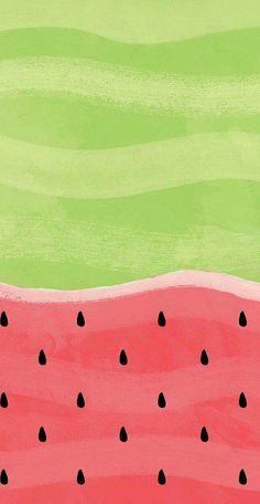 a watermelon painting with black dots on it