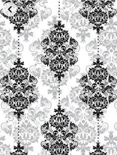 an ornate black and white wallpaper pattern