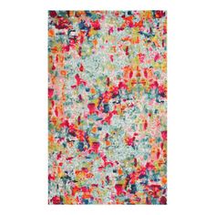 an area rug with multicolored paint splattered on it