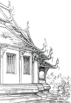 a black and white drawing of a house