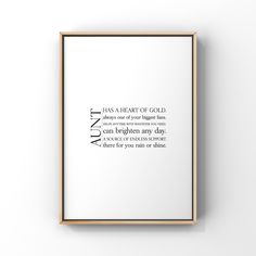 an art print with the words, i have a heart of gold and many other things