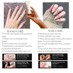 ♡Post made by me♡ TAGS: #handcare #nailcare #nailcaretips #hands #tips #wonyoungismtips #glowup How To Have Pretty Hands Tips, Looksmaxxing Woman Tips, Grow Long Nails, Nail Growth Tips, Under Your Spell, Nail Care Tips