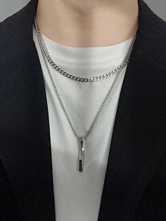 Silber  Collar  Rostfreier Stahl   Embellished Chain Aesthetic, Chains Aesthetic, Y2k Jewelry, Bar Pendant Necklace, Aesthetic Y2k, Unisex Accessories, Mood Tracker