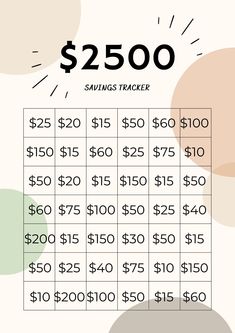 the $ 250 savings tracker is shown in white and green circles on a beige background