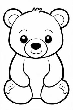 Bear Coloring Page 7 for Kids Teddy Bear Clipart Black And White, Teddy Bear Coloring Pages Free Printable, Bear Art For Toddlers, Colour Pages For Kids, Bears Coloring Pages, Bear Coloring Page, Teddy Bear Coloring Pages, Giraffe Coloring Pages, Bear Printable