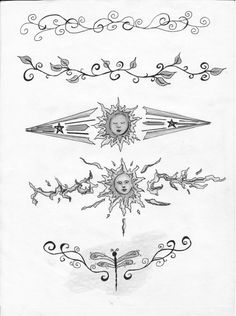 an old fashioned tattoo design with sun and moon