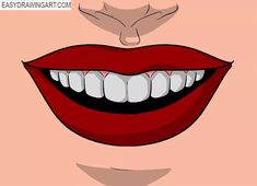 a woman's mouth with white teeth and red lips