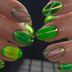 All Posts • Instagram Brat Nails Design, Oddity Nails, Purple And Green Nails Design, Green And Purple Nails, Purple And Green Nails, Green Nail Art, Green Nail Polish