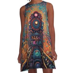 Loose-fit, mid-length sleeveless dress with silky handfeel. Printed on both sides. Machine washable. Size range XS-2XL. Mid Length, A Line Dress, Dresses For Sale, Sleeveless Dress, Multi Color, Loose Fitting, Color