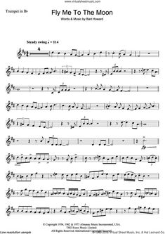 sheet music with the words fly me to the moon