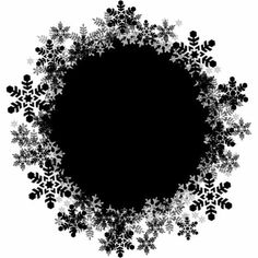 black and white snowflakes in the shape of a circle