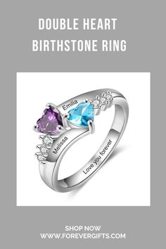 Gifts I Rings I Personalized gifts I Personalized rings Engraved Promise Rings, Pin Ring, Birthstone Rings, Double Heart, Personalized Rings, Diy Hacks, Beautiful Makeup, Birthstone Ring, Heart Design