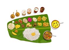 a green tray filled with different types of food