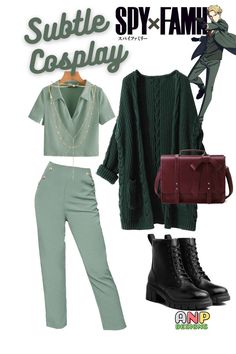 Casual Office Dress, Subtle Cosplay, Spy X Family Loid, Mint Green Outfits, Outfit Mint, Chic Black Outfits, Cute Sweatpants Outfit, Cute Sweatpants