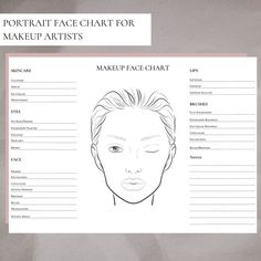 Elevate your makeup artistry with this high-quality Makeup Face Chart Template. Use this Face Chart Template during your bridal consultation,  or during a makeup lesson with your clients. Ready for printing right away. Face Makeup Template, Makeup Template Face, Face Chart Template, Face Chart Makeup, Mua Kit, Makeup Marketing, Makeup Template, Bridal Trial, Face Charts