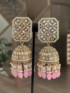 Mirror work statement earrings, available in 4 colors.  Lightweight  Dimensions- Earrings length- 3.5 inches  Width- 2 Style tip- Pair it with any beautiful traditional outfits  and flaunt with Unique style of collection from us. Perfect match for Festival and Traditional wear.  Take Care Tips-  Kee away from perfume, Hair spray and. Moisture.  Store in dry place , Ziplock bag or Airtight box.    Clean with dry cloth.  Jewellery is the last thing you should wear and first thing you should remove Mirror Work Jewellery, Mirror Work Earrings, Top Jewelry Trends, Peach Mirror, Mirror Earrings, Work Earrings, Unique Wedding Jewelry, Fancy Jewellery Designs, Antique Jewelry Indian