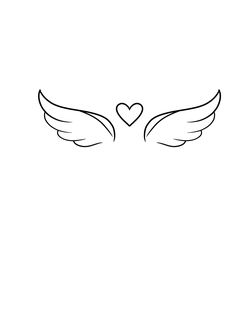 the outline of two wings with a heart