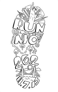 the word run n'go written in black and white ink on a white background