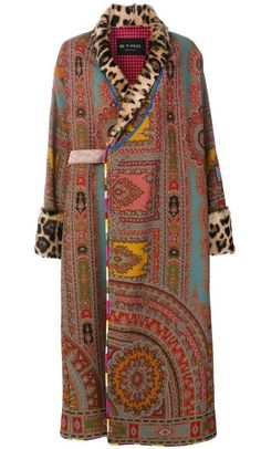 Boho Wear, Gypset Style, Oversized Coats, Wearable Art Clothing, Coat With Fur, Printed Robe, Boho Kimono, Couture Tops, Velvet Fashion