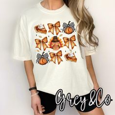 All things Thanksgiving --The Perfect shirt for fall or thanksgiving, statement piece for any outfit.  Materials  Shirts used Comfort Colors 100% cotton unisex Tshirt. Want a different color Tshirt just send us a message we keep most colors in stock. Have questions please feel free to message us we typically get back to messages pretty quickly. Thank you for stopping by dGreyCO! Fall Cotton Graphic Tee Shirt, Graphic Cotton Tee For Fall, Fall Cotton Tops Pre-shrunk, Thanksgiving Letter Print Cotton Tops, Thanksgiving Cotton T-shirt With Crew Neck, Cotton Crew Neck T-shirt For Thanksgiving, Thanksgiving Cotton Top With Graphic Print, Thanksgiving Cotton T-shirt With Graphic Print, Thanksgiving Cotton Graphic Print T-shirt