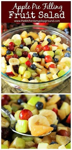 an image of fruit salad in a bowl with the title above it and below photo