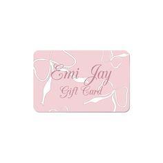 a pink gift card with the words omi jay on it