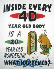 a sign that says inside every 40 year old body is a 20 year old wondering what happened?