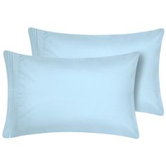 two light blue pillows on a white background