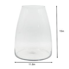 a glass vase is shown with measurements for it