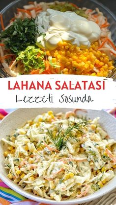 this is an image of a bowl of food with the words lanana salatai