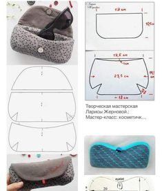 the instructions to make an envelope purse with felt and fabric, including sewing holes for eyeglasses